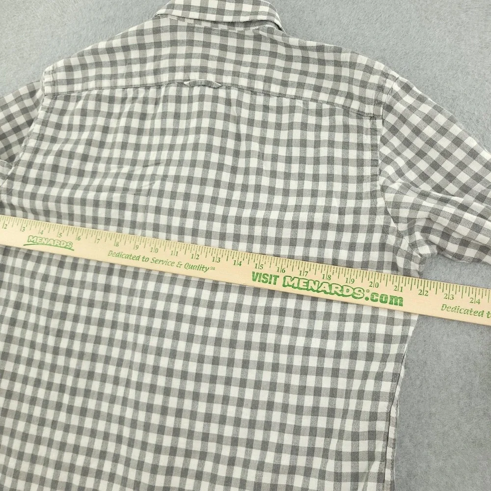 Banana Republic Shirt Mens M Gray Check Long Sleeve Linen Button Up Casual